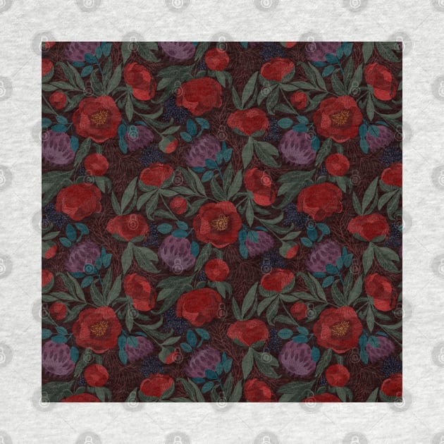 Peony burgundy dark by DenesAnnaDesign